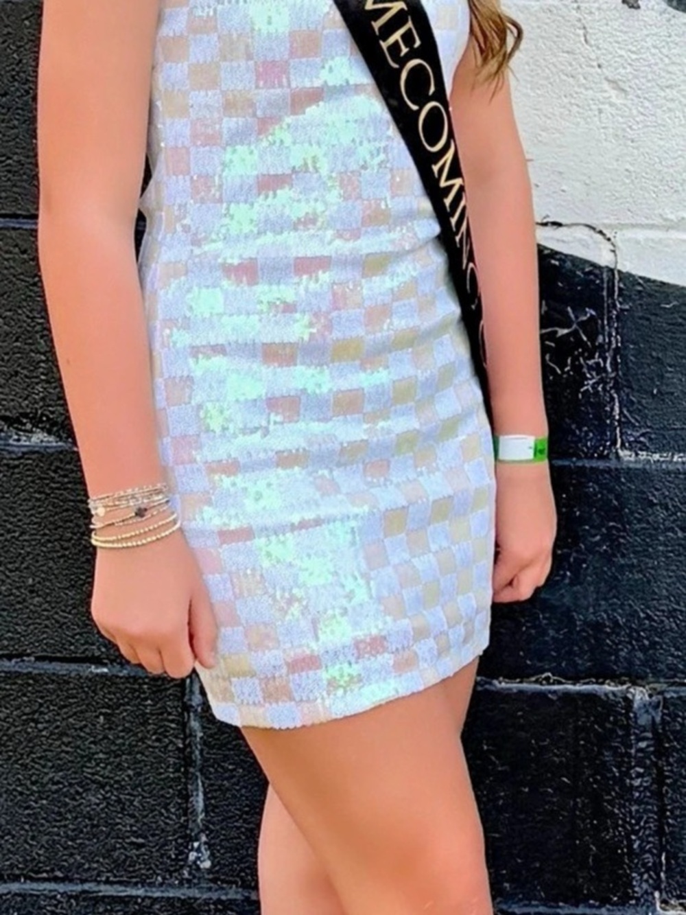 Pink & White Checkered Mini Dress Like New